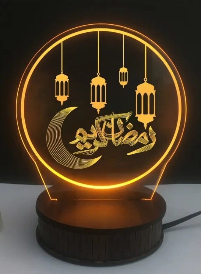 3D Ramadan Eid LED Night Lamp With 7 Islamic Designs USB Warm Light - Image 2